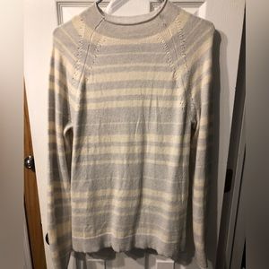 Blue and white striped GAP mock neck sweater